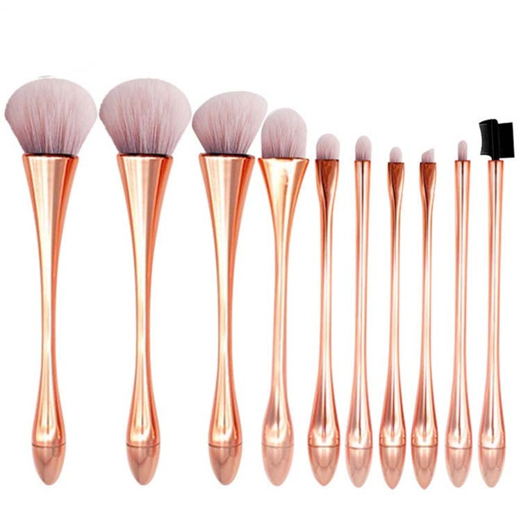 10 In 1 Small Waist Goblet Makeup Brush Set Beauty Tools(Rose Gold) - Makeup Brushes by PMC Jewellery | Online Shopping South Africa | PMC Jewellery