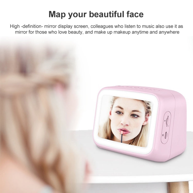 AEC BT-511 Mini LED HD Mirror Bluetooth Speaker, Support 32GB TF Card & 3.5mm AUX & Dual Alarm Clock & Real-time Temperature & Hands-free Calling(Pink) - Mini Speaker by AEC | Online Shopping South Africa | PMC Jewellery