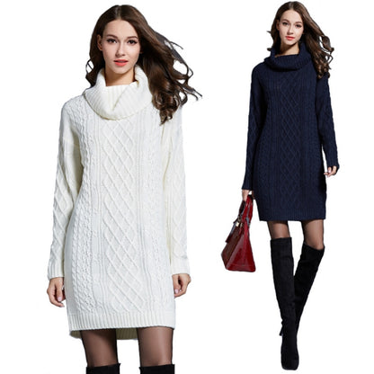 Autumn And Winter Knitwear Dresses Long Turtleneck Sweater For Women, Size: L(White) - Sweater by PMC Jewellery | Online Shopping South Africa | PMC Jewellery