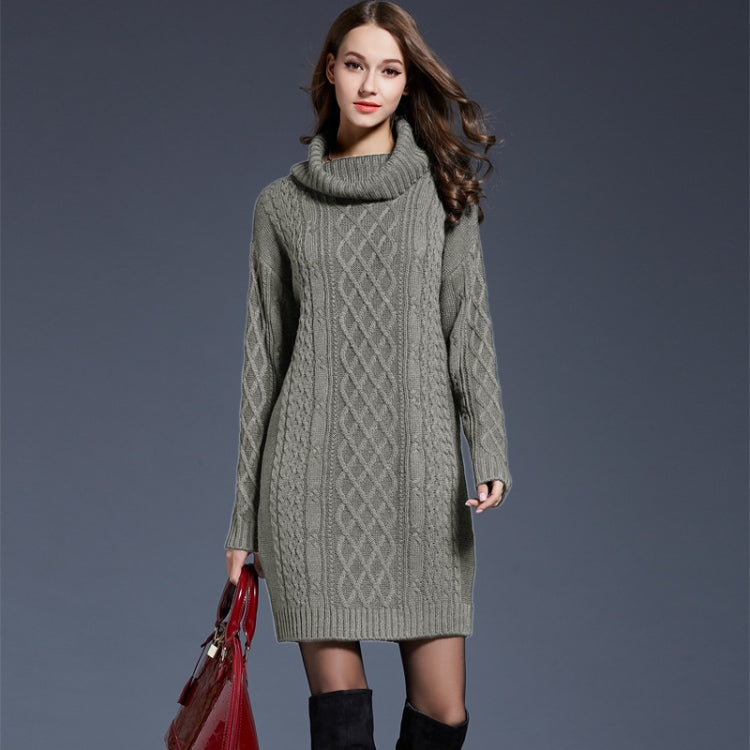Autumn And Winter Knitwear Dresses Long Turtleneck Sweater For Women, Size: XXXL(Grey) - Sweater by PMC Jewellery | Online Shopping South Africa | PMC Jewellery