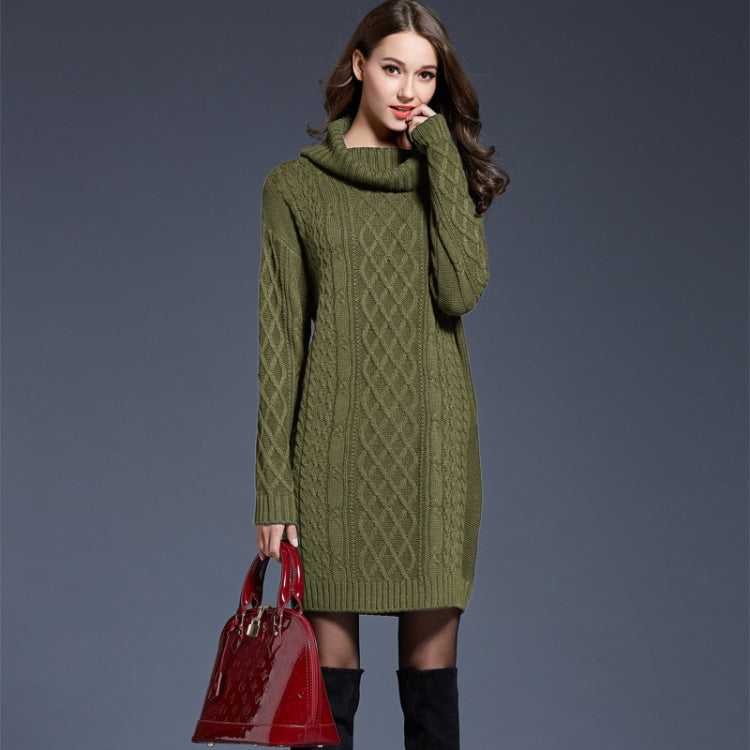 Autumn And Winter Knitwear Dresses Long Turtleneck Sweater For Women, Size: XXXXL(Army Green) - Sweater by PMC Jewellery | Online Shopping South Africa | PMC Jewellery