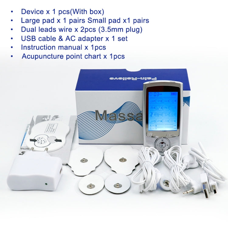 16 Mode Digital Electronic Pulse Massager Muscle Stimulator Pain Relief Machine(Silver) - free shipping - PMC TechLife - Order now!