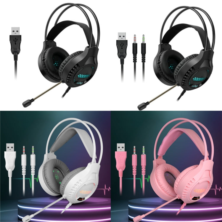 Smailwolf AK3 3.5mm Double Plug Version Game Wired Luminous Desktop Computer Headset(White) - free shipping - PMC TechLife - Order now!