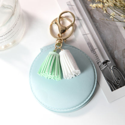 PU Leather Double Sided Girls Portable Folding Mirror Tassel Mini Makeup Mirror(Blue) - Mirror by PMC Jewellery | Online Shopping South Africa | PMC Jewellery