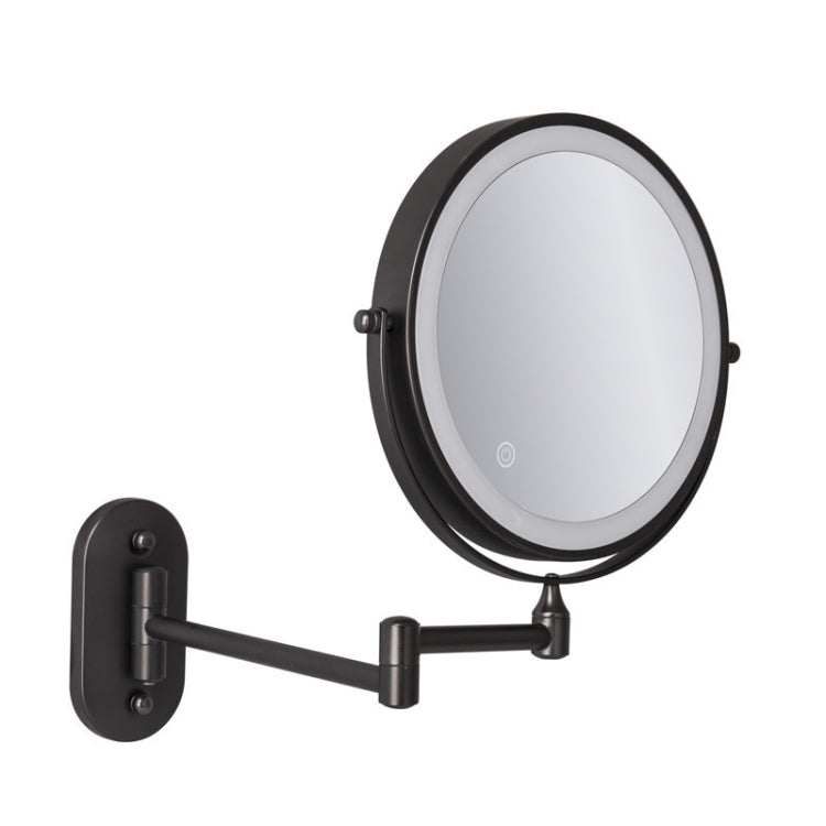 8 Inch Wall-Mounted Double-Sided Makeup Mirror LED Three-Tone Light Bathroom Mirror, Colour:USB Charging Black(Ten Times Magnification) - Mirror by PMC Jewellery | Online Shopping South Africa | PMC Jewellery