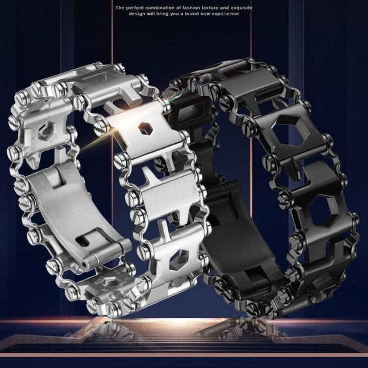 Multifunctional Stainless Steel Outdoor Survive Tool Bracelet for Men(Wide Silver) - Emergency Tools by PMC TechLife | Online Shopping South Africa | PMC TechLife | Buy Now Pay Later Mobicred