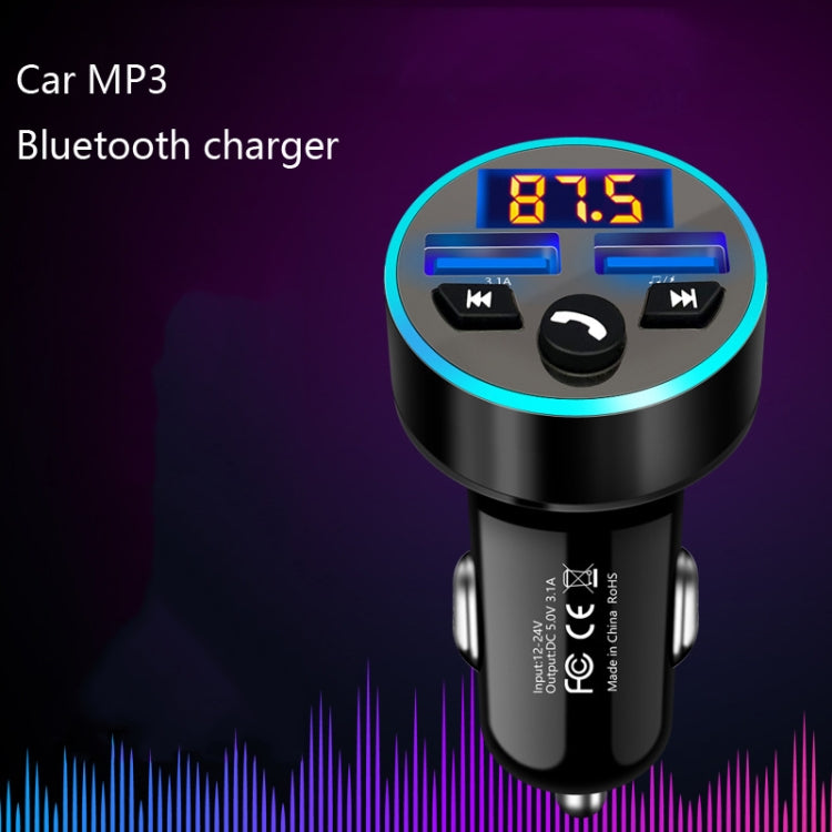 Halo Car MP3 Bluetooth Player Car Charger Car FM Transmitter 3.1A Car Charger(Tyrant Gold) - Car Charger by PMC Jewellery | Online Shopping South Africa | PMC Jewellery