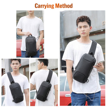 OZUKO 9223 Anti-theft Men Chest Bag Waterproof Crossbody Bag with External USB Charging Port, Style:Large Size(Black) - Crossbody Bags by Ozuko | Online Shopping South Africa | PMC Jewellery