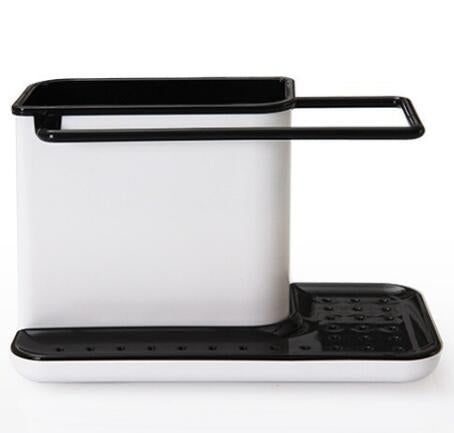 2 PCS Kitchen Sponge Organizer Stands Box Self Draining Sink Storage Rack(Black) - Shelf by PMC Jewellery | Online Shopping South Africa | PMC Jewellery