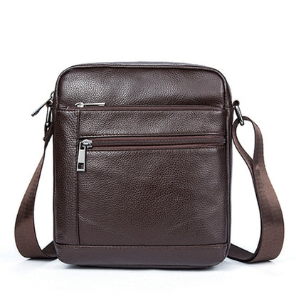 Men Cowhide Leather Crossbody Bags Vertical Shoulder Bag Business Bag(Coffee) - Crossbody Bags by PMC Jewellery | Online Shopping South Africa | PMC Jewellery