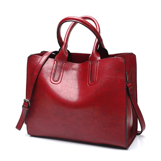 Leather Handbags Big Women Bag Casual Female Bags Trunk Tote Shoulder Bag Ladies Large Bolsos, Color:Burgundy - Handbags by PMC Jewellery | Online Shopping South Africa | PMC Jewellery