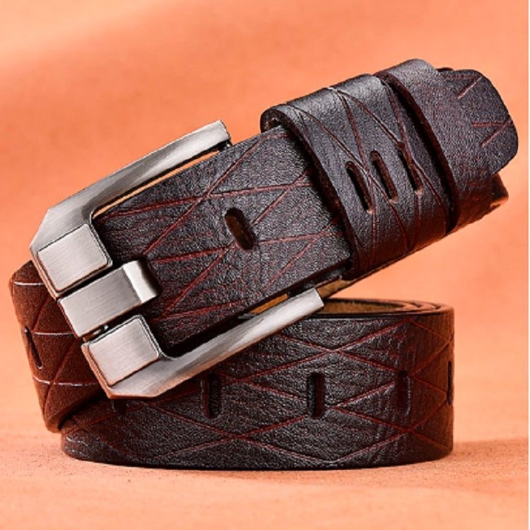 Men Vintage Crocodile Textured Leather Belt, Belt Length:125CM(Brown) - Belts by PMC Jewellery | Online Shopping South Africa | PMC Jewellery