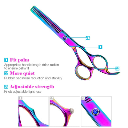 Professional Hair Cutting Scissor Hairdressing Kit Thinning Scissors Barber(Blue Thinning（SXLC-604T)) - Hair Trimmer by PMC Jewellery | Online Shopping South Africa | PMC Jewellery