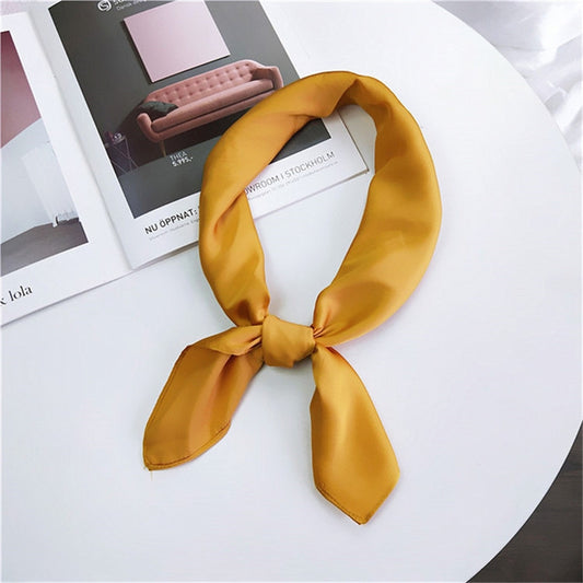 Soft Imitated Silk Fabric Solid Color Small Square Scarf Professional Silk Scarf for Women, Length: 70cm(Bright Yellow) - Scarf by PMC Jewellery | Online Shopping South Africa | PMC Jewellery