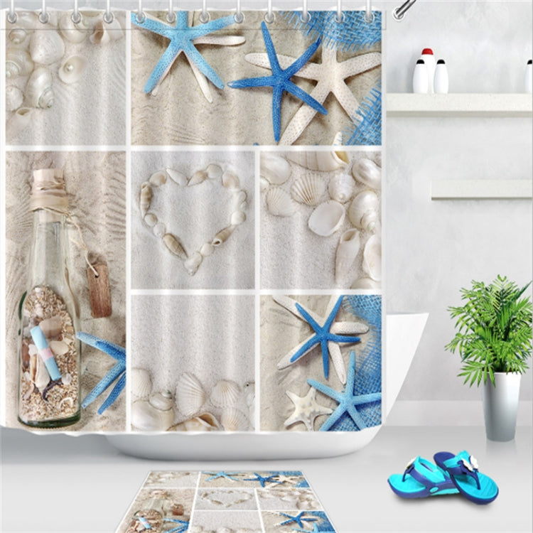 Colorful Beach Conch Starfish Shell Polyester Washable Bath Shower Curtains, Size:180X200cm(Beach Shell) - Curtains by PMC Jewellery | Online Shopping South Africa | PMC Jewellery