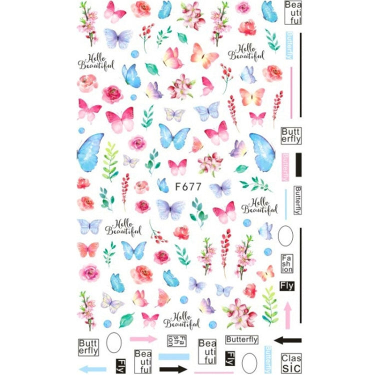 10pcs 3D Adhesive Butterfly Retro Rose Color Nail Art Sticker(F-677) - Nail Stickers by PMC Jewellery | Online Shopping South Africa | PMC Jewellery