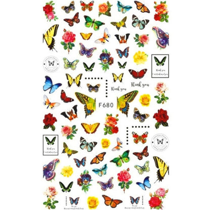 10pcs 3D Adhesive Butterfly Retro Rose Color Nail Art Sticker(F-680) - Nail Stickers by PMC Jewellery | Online Shopping South Africa | PMC Jewellery