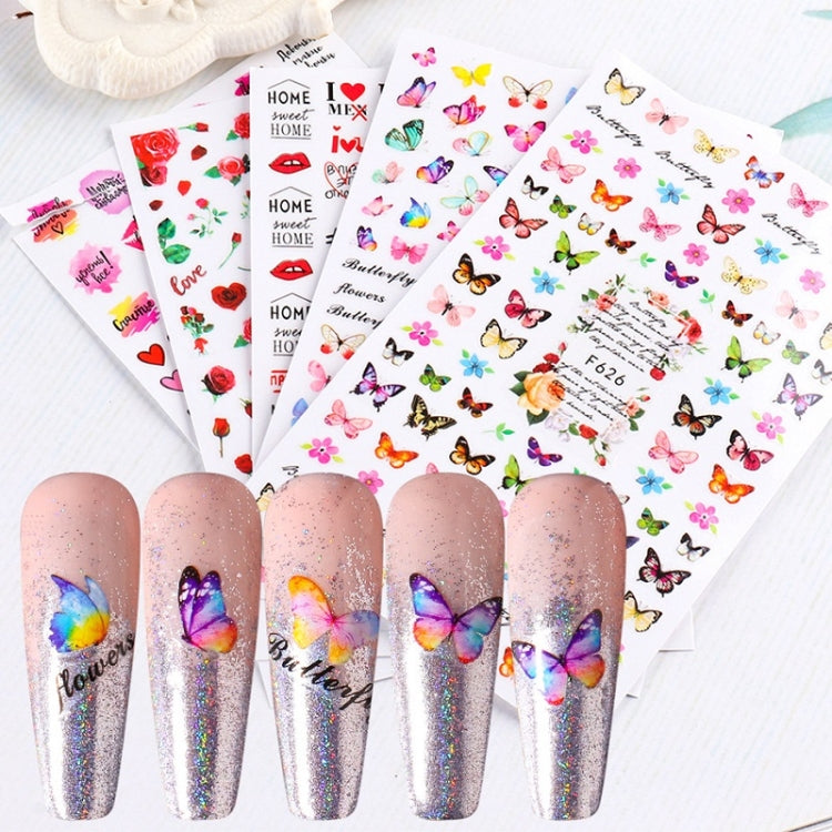 10pcs 3D Adhesive Butterfly Retro Rose Color Nail Art Sticker(F-626) - Nail Stickers by PMC Jewellery | Online Shopping South Africa | PMC Jewellery