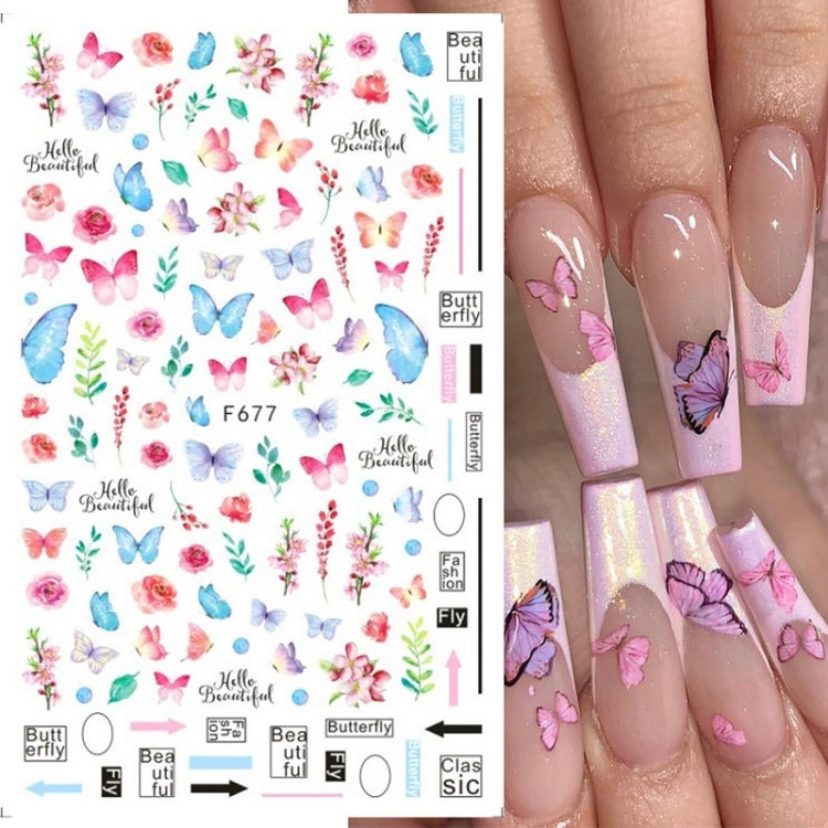 10pcs 3D Adhesive Butterfly Retro Rose Color Nail Art Sticker(F-624) - Nail Stickers by PMC Jewellery | Online Shopping South Africa | PMC Jewellery