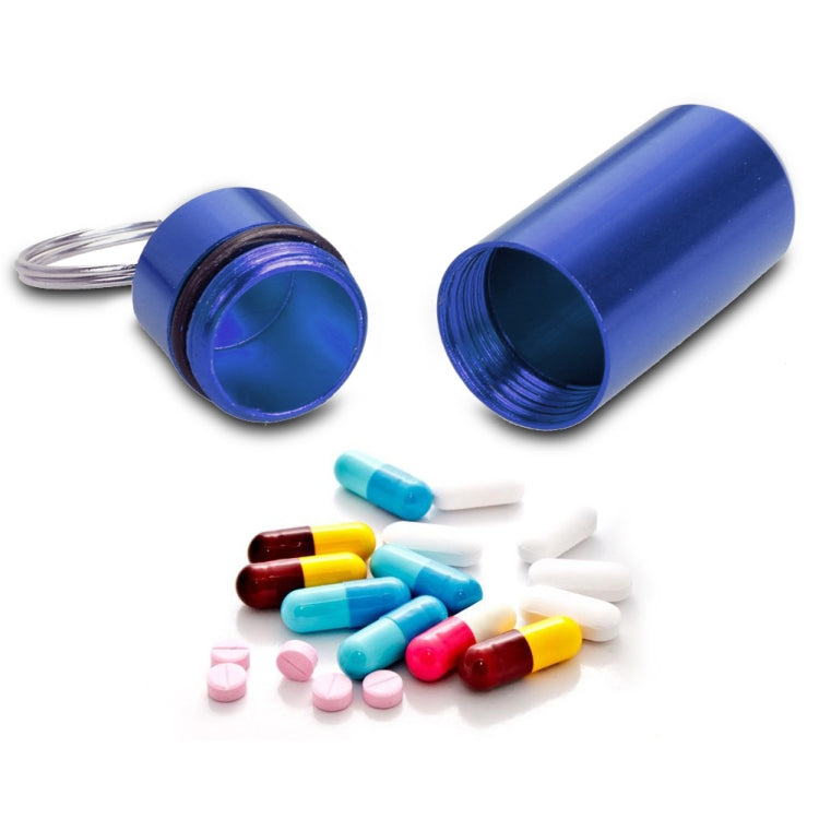 10pcs Portable Sealed Waterproof Aluminum Alloy First Aid Pill Bottle with Keychain(Blue) - Emergency Tools by PMC TechLife | Online Shopping South Africa | PMC TechLife