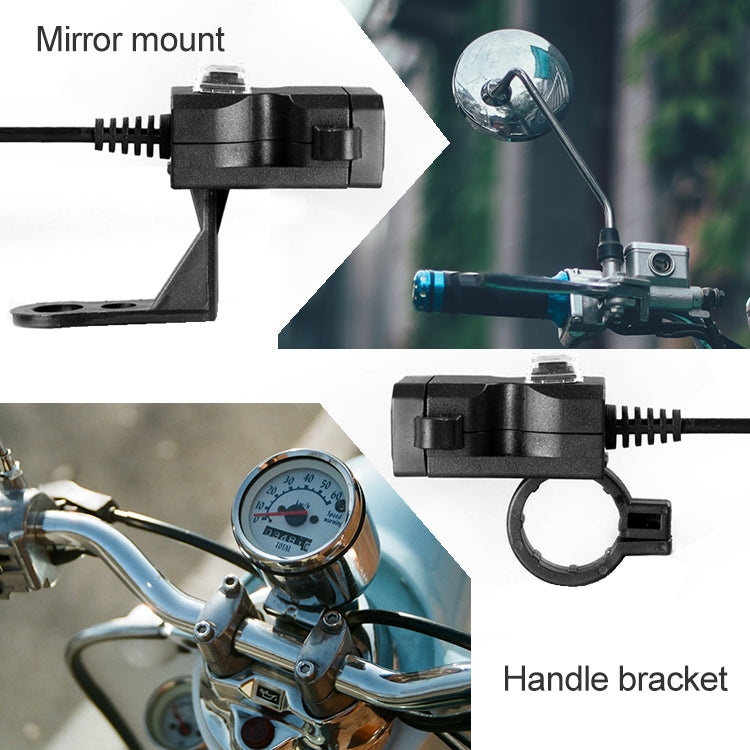 Dual USB Port 12V Waterproof Motorbike Motorcycle Handlebar Charger 5V 1A/2.1A Adapter Power Supply Socket for Phone Mobile - Electrical System by PMC Jewellery | Online Shopping South Africa | PMC Jewellery