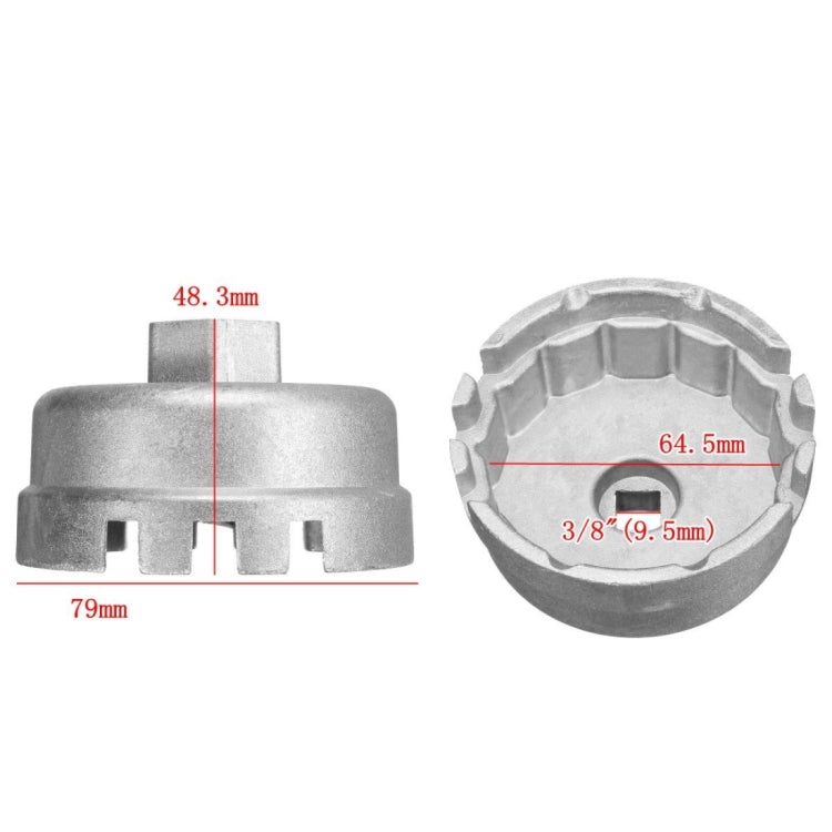 64.5mm Aluminum Oil Filter Wrench Cap Socket Remover Tool for Lexus Toyota Corolla Highlander RAV4 Camry Universal Housing (Black) - Hand Tool Sets by PMC Jewellery | Online Shopping South Africa | PMC Jewellery