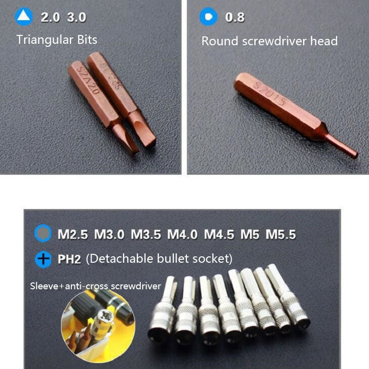 60 in 1 S2 Mobile Phone Notebook Computer Disassembly Tool Repair Phillips Screwdriver(Black) - Screwdriver Set by PMC TechLife | Online Shopping South Africa | PMC TechLife