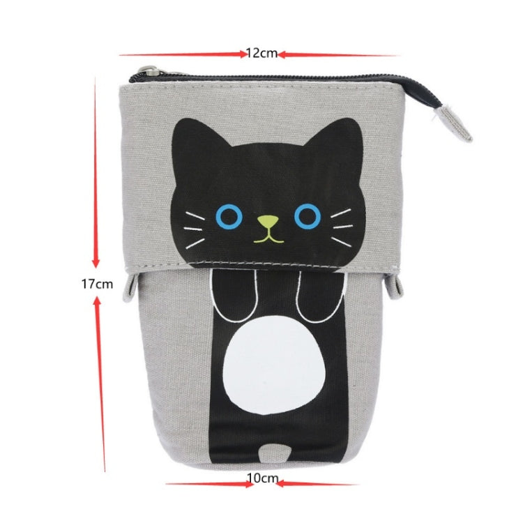 Corduroy Retractable Drop-Down Pencil Case Student Stationery Storage Bag(White Cat) - Pen Holder by PMC Jewellery | Online Shopping South Africa | PMC Jewellery