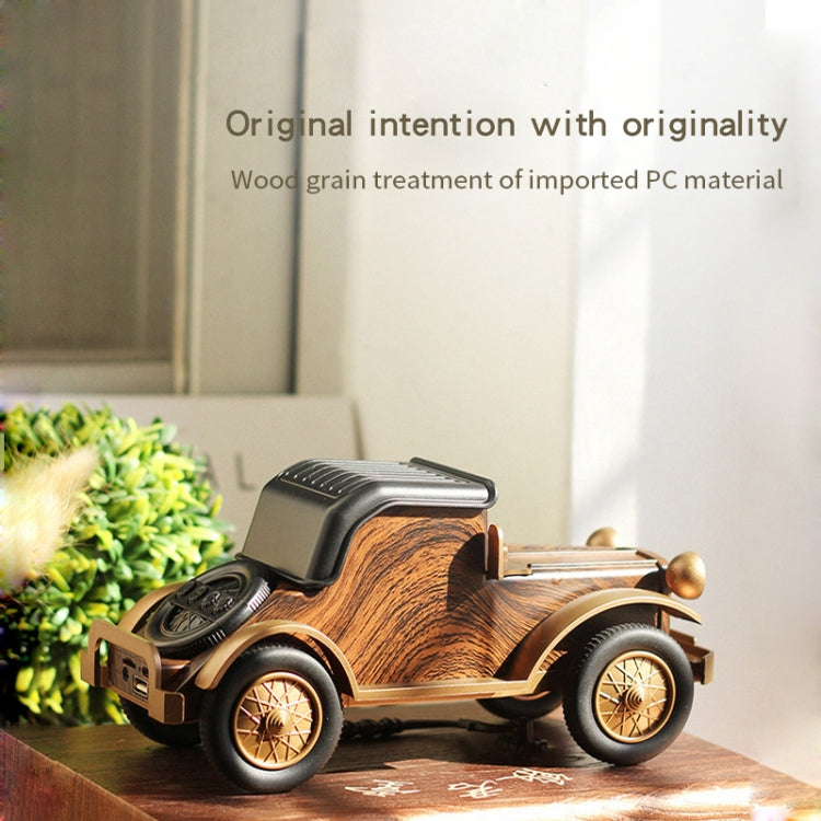 A9 Retro Wood Grain Classic Car Shape Wireless Bluetooth Speaker Subwoofer Radio Portable Mobile Phone Stand Mini Speaker(Rose Pear) - Mini Speaker by PMC Jewellery | Online Shopping South Africa | PMC Jewellery