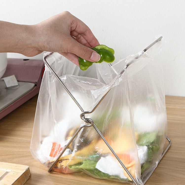 Stainless Steel Kitchen Foldable Storage Rack Plastic Bag Towel Trash Can Holder - Shelf by PMC TechLife | Online Shopping South Africa | PMC TechLife