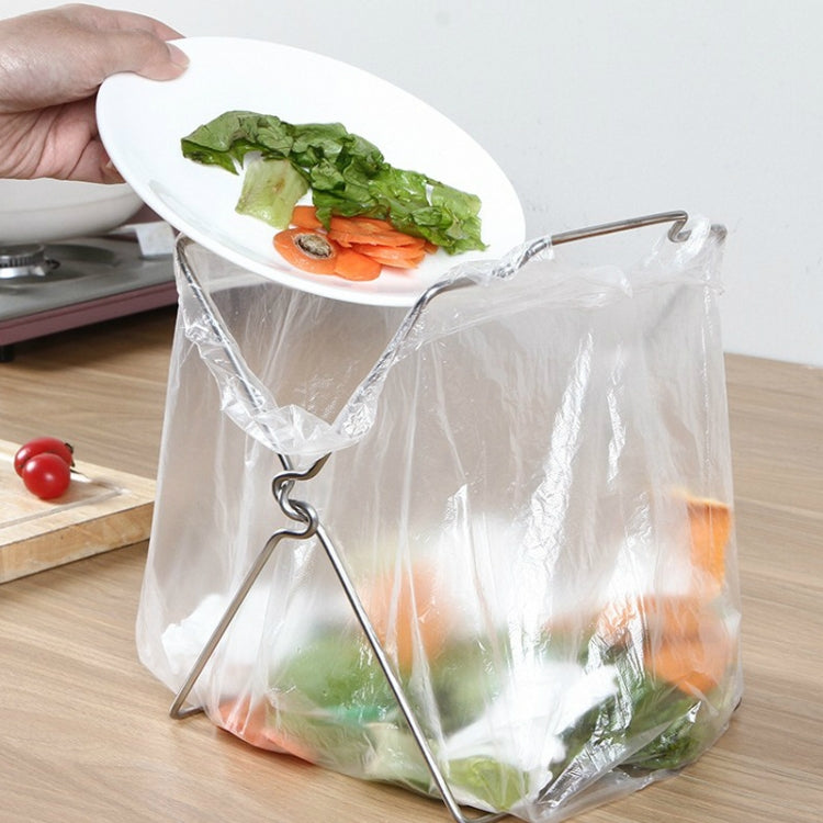 Stainless Steel Kitchen Foldable Storage Rack Plastic Bag Towel Trash Can Holder - Shelf by PMC TechLife | Online Shopping South Africa | PMC TechLife