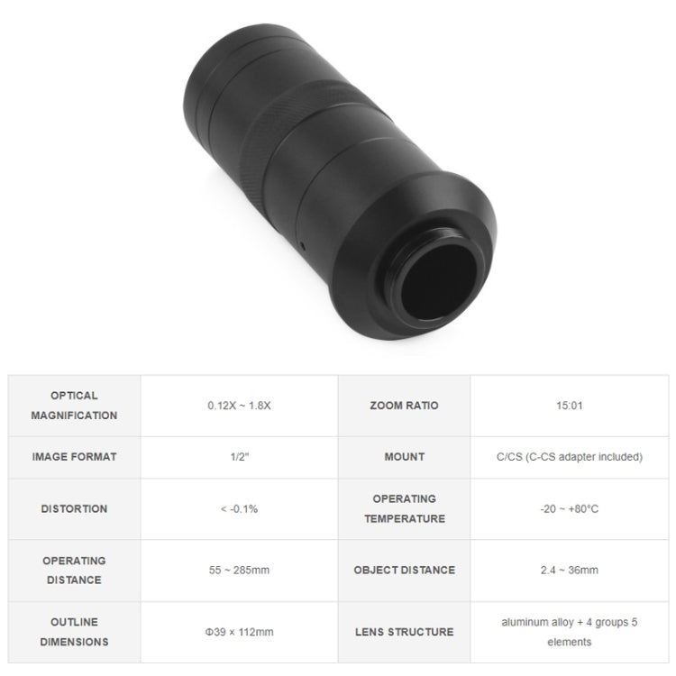Waveshare 100X Industrial Microscope Lens, C/CS-Mount, for Raspberry Pi HQ Camera(24229) - free shipping - PMC TechLife - Order now!