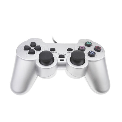 Wired Gamepad Dual Motor Vibration Silver Fuel Injection Gamepad Suitable For PS2 - Gamepads by PMC Jewellery | Online Shopping South Africa | PMC Jewellery