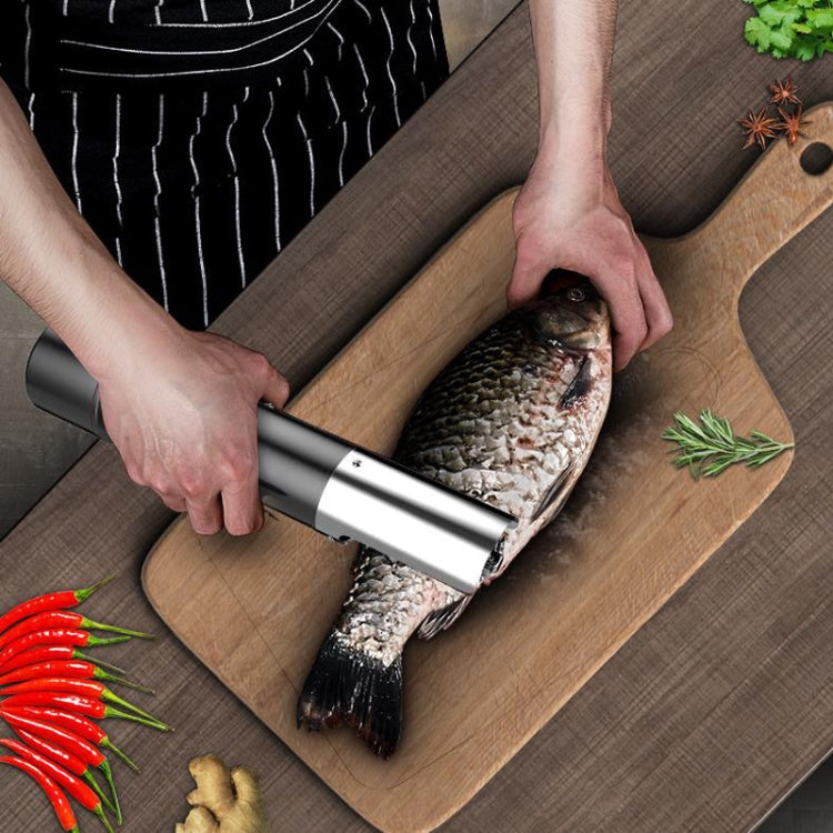Electric Fish Scale Scraper Household Automatic Wireless Scraping Tool CN Plug Black Dual Battery - Cutter & Peeler by PMC TechLife | Online Shopping South Africa | PMC TechLife | Buy Now Pay Later Mobicred