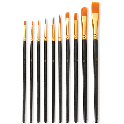 ZHU TING 10 in 1 Pearl Rod Nylon Hair Combination Brush Oil Paint Brush(Black Rods) - Art Supplies by PMC Jewellery | Online Shopping South Africa | PMC Jewellery