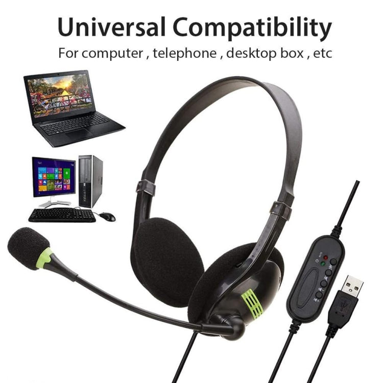 Computer USB Interface Headphone Aviation Headset with Microphone - Multimedia Headset by PMC Jewellery | Online Shopping South Africa | PMC Jewellery