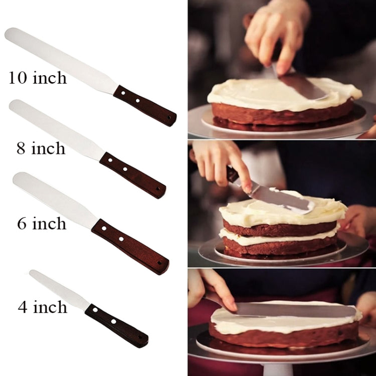 3 PCS Wooden Handle Spatula Baking Stainless Steel Cake Straight Knife(With Hole Curved Section 8 Inch) - Baking Pastry Tools by PMC Jewellery | Online Shopping South Africa | PMC Jewellery