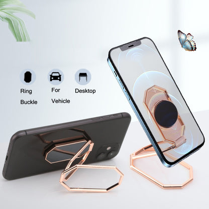 Folding And Sticking Zinc Alloy Mobile Phone Ring Holder Car Magnetic Ring Buckle(Rose Gold) - Ring Holder by PMC Jewellery | Online Shopping South Africa | PMC Jewellery