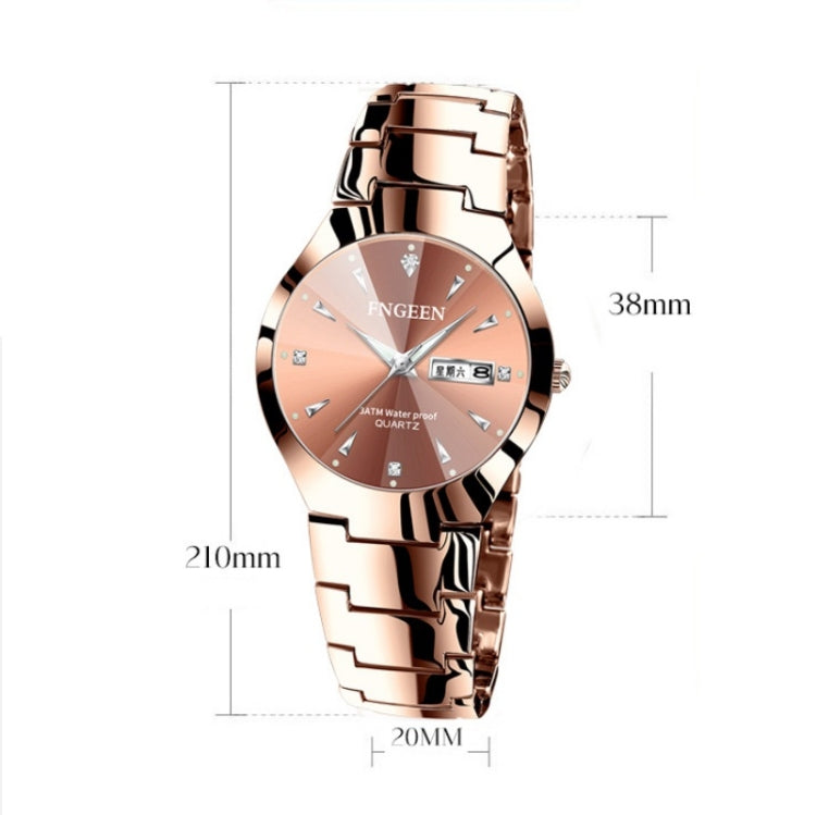 FNGEEN 5808 Men Fashion Steel Strap Quartz Watch Couple Watch(Brown Steel Coffee Surface) - Couple Watches by FNGEEN | Online Shopping South Africa | PMC Jewellery | Buy Now Pay Later Mobicred