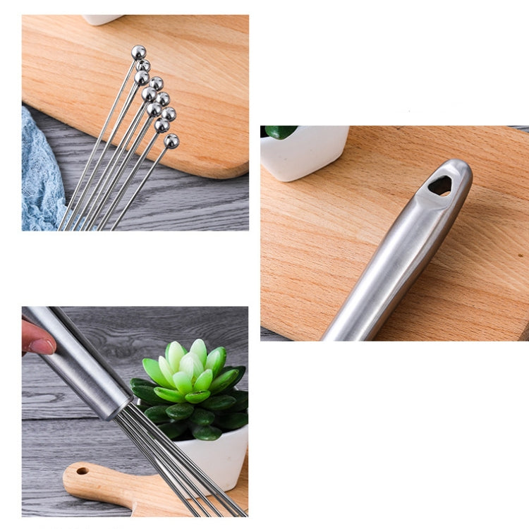 2 PCS Manual Whisk Stainless Steel Glass Bead Egg Whisk Kitchen Household Hand-Held Baking Tools Type A 10 Inch - Stirrer & Squeezer by PMC Jewellery | Online Shopping South Africa | PMC Jewellery