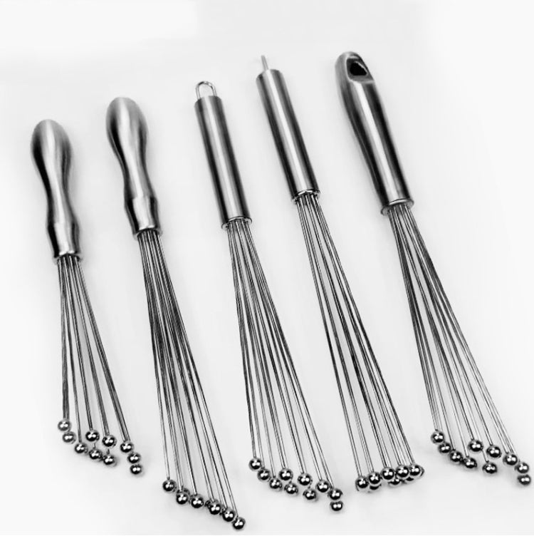 2 PCS Manual Whisk Stainless Steel Glass Bead Egg Whisk Kitchen Household Hand-Held Baking Tools Type B 10 Inch - Stirrer & Squeezer by PMC TechLife | Online Shopping South Africa | PMC TechLife