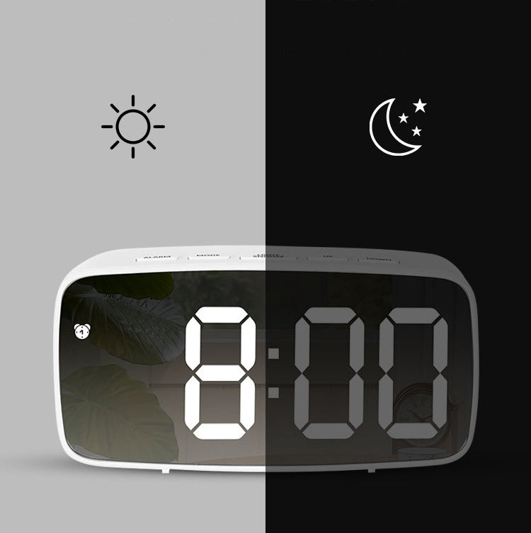 Mirror Bedside Alarm Clock Battery Plug-In Dual-Purpose LED Clock, Colour: Rectangle Black Shell (Black Surface green light) - Alarm Clocks by PMC TechLife | Online Shopping South Africa | PMC TechLife