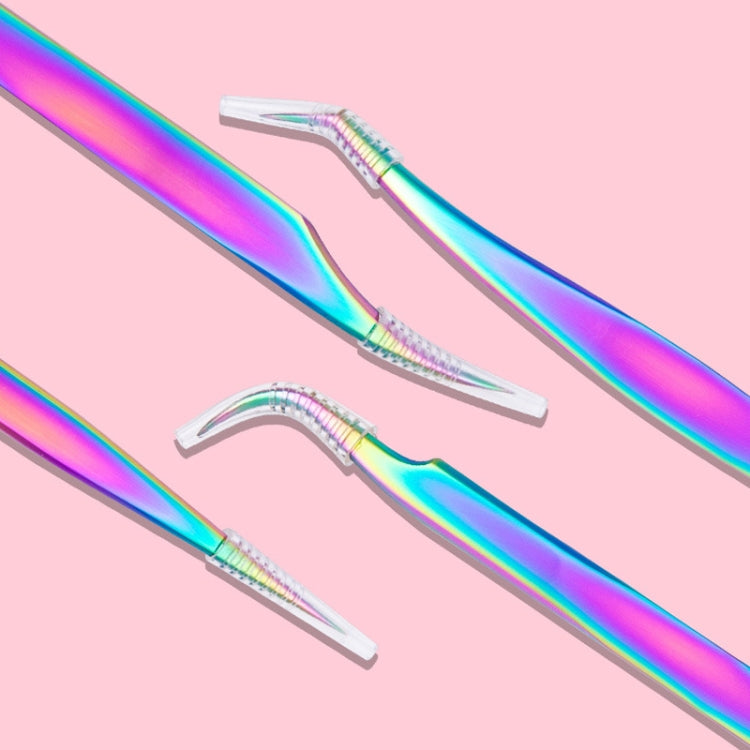 Nail Art Eyelash Tweezers Stainless Steel Colorful High Precision Grafting Eyelash Curler, Specification:  3 PCS Mirror Light Feather Clip - Tools by PMC Jewellery | Online Shopping South Africa | PMC Jewellery