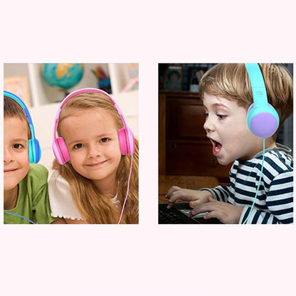 Gorsun GS-E61V Children Headphones Wired Student Cat Ear Detachable Folding Learning Headphones(Blue) - Multimedia Headset by PMC Jewellery | Online Shopping South Africa | PMC Jewellery