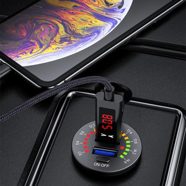 Car Motorcycle Ship Modified With Colorful Screen Display USB Dual QC3.0 Fast Charge Car Charger, Model: P20-C With Terminal - DIY Modified Charger by PMC Jewellery | Online Shopping South Africa | PMC Jewellery