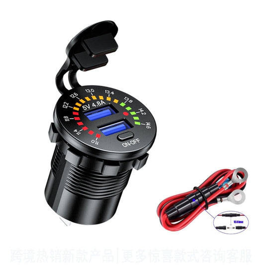 Car Motorcycle Ship Modified With Colorful Screen Display USB Dual QC3.0 Fast Charge Car Charger, Model: P20-B With 60cm Line - DIY Modified Charger by PMC Jewellery | Online Shopping South Africa | PMC Jewellery