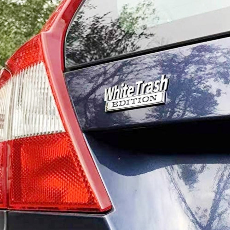 2 PCS Car Metal Modification Standard White Trash Edition Car Label Stickers(Silver Black) - Decorative Sticker by PMC TechLife | Online Shopping South Africa | PMC TechLife