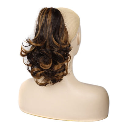 Women Curly Hair Short Ponytail Wig With Shark Clip(12H24 #) - Wigs by PMC Jewellery | Online Shopping South Africa | PMC Jewellery