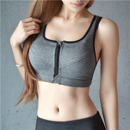 7 Color Fitness Yoga Push Up Sports Bra Women Gym Running Padded Tank Top Athletic Vest Underwear Shockproof Zipper Sports Bra, Size:L (Gray) - Ladies Underwear by PMC Jewellery | Online Shopping South Africa | PMC Jewellery