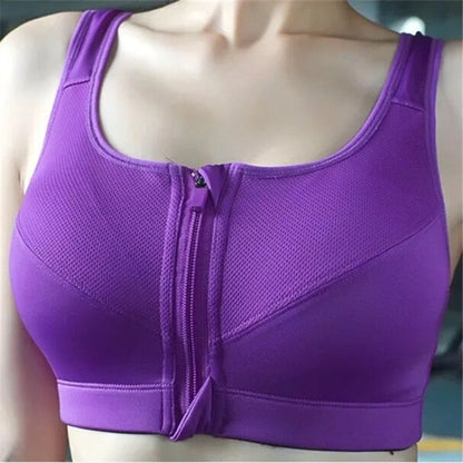 7 Color Fitness Yoga Push Up Sports Bra Women Gym Running Padded Tank Top Athletic Vest Underwear Shockproof Zipper Sports Bra, Size:L (Purple) - Ladies Underwear by PMC Jewellery | Online Shopping South Africa | PMC Jewellery